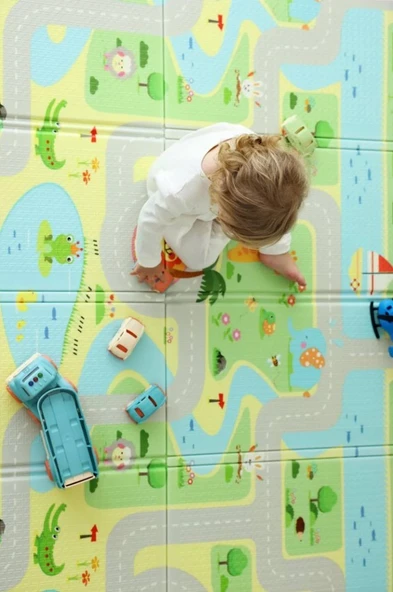 Coolmats Katlanabilir Oyun Matı, Tek Taraflı Çocuk Oyun Halısı Aktivite Oyun Alanı - Yeşil Parkur ürün görseli 1