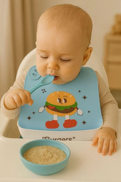 Akkoyunlu home Hazneli Silikon Mama Önlüğü - Resim 3