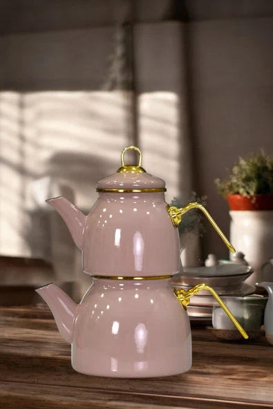 Sezka Life Pudra Emaye Çaydanlık Takımı - Resim 2