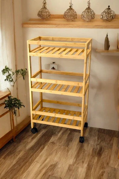 Akkoyunlu home Bambu 3 Katlı Düzenleyici Raf Mutfak,banyo Düzenleyicisi Çok Amaçlı Raf Takımı - Resim 2