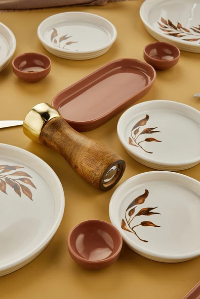 Akkoyunlu home Fener Ağacı 18 Parça Seramik Kahvaltı Takımı 6 kişilik Kahvaltı Seti Lüx Seramik - Resim 4