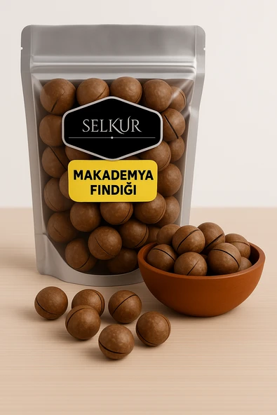 SELKUR Kabuklu Kavrulmuş Makademya Fındığı 1KG(AÇACAK APARATI İLE) ürün görseli 1