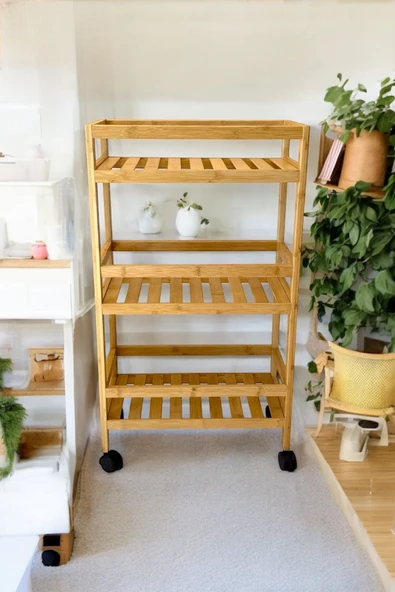 Akkoyunlu home Bambu 3 Katlı Düzenleyici Raf Mutfak,banyo Düzenleyicisi Çok Amaçlı Raf Takımı ürün görseli 1