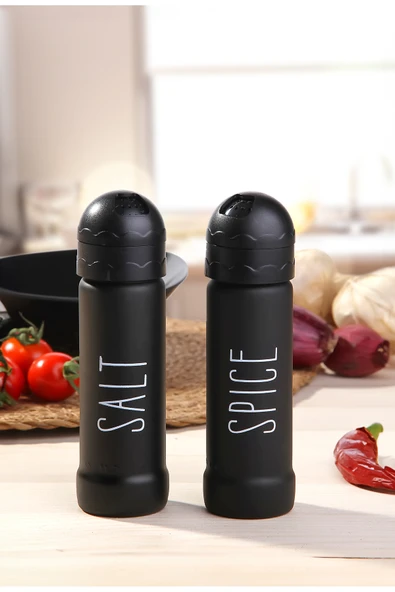 Sezka Life 2'li Tuzluk ve Baharatlık Seti Salt-Spice Tuzluk Biberlik SİYAH ürün görseli 1