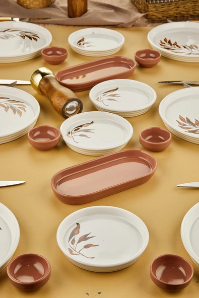 Akkoyunlu home Fener Ağacı 18 Parça Seramik Kahvaltı Takımı 6 kişilik Kahvaltı Seti Lüx Seramik - Resim 5