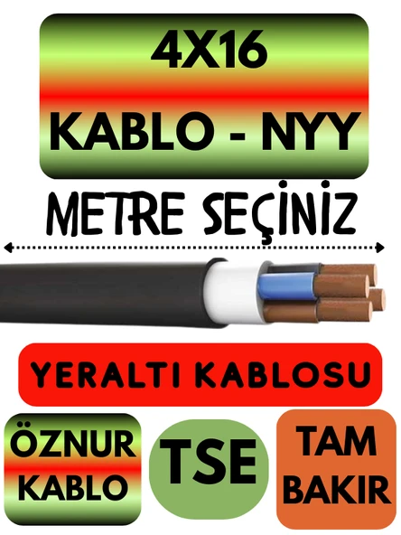 Öznur 4X16 NYY (Yeraltı Kablosu) Metre Seçenekli ürün görseli 1