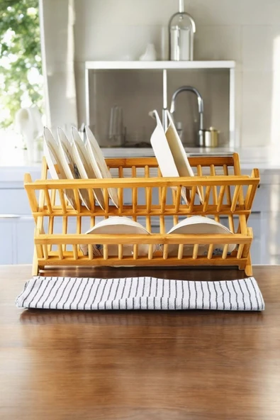 Sezka Life Bambu Bulaşıklık Tabaklık 2 Katlı Katlanabilir Tabaklık (47 cm 32 cm ) ürün görseli