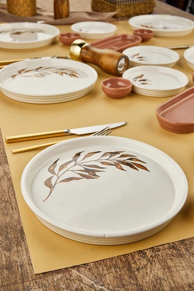 Akkoyunlu home Fener Ağacı 18 Parça Seramik Kahvaltı Takımı 6 kişilik Kahvaltı Seti Lüx Seramik - Resim 7