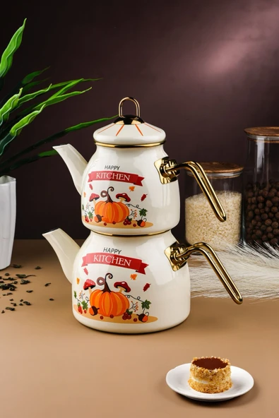 Sezka Life Meyve Desenli Emaye Çaydanlık Takımı - Resim 2