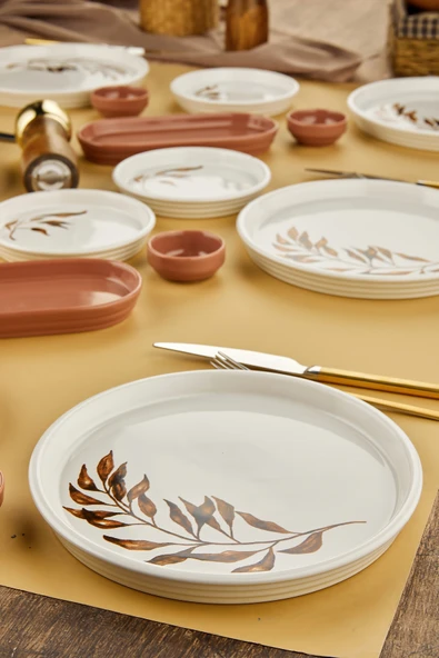 Akkoyunlu home Fener Ağacı 18 Parça Seramik Kahvaltı Takımı 6 kişilik Kahvaltı Seti Lüx Seramik - Resim 6