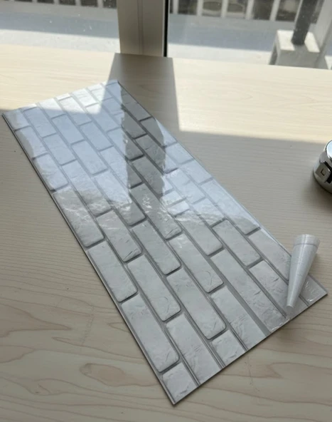 (6 Adet) Kendinden Yapışkanlı Dekoratif Esnek Köpük Beyaz Pvc Mermer Panel 60x30 (0,18 m²) Mutfak Banyo WC - Resim 2