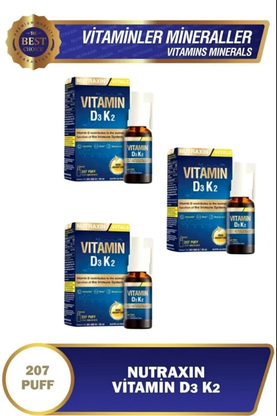 Nutraxin Vitamin D3K2 30 ml 3 Adet ürün görseli