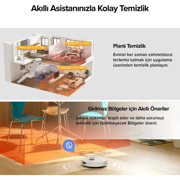 Q8 Plus Akıllı Robot Robot Süpürge - Beyaz - Resim 4