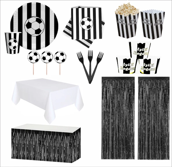 Taraftar Siyah Beyaz Sofra Seti ürün görseli 1