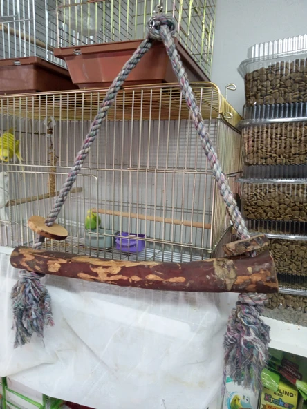 Tüm Türlere Uygun Papağan Salıncak %100 DOĞAL 40 cm+1 ADET MAVİ YEŞİL PAPAĞAN GAGA TAŞ ürün görseli 1