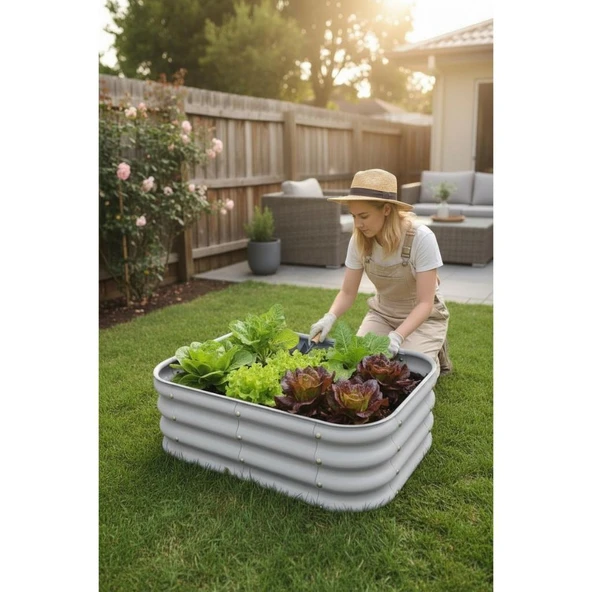 Modüler Yükseltilmiş Bahçe Yatağı Yükseltilmiş Sebze Yatağı No:2 (85X60) Gri ürün görseli