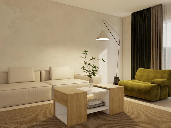 Lupo Orta Sehpa Lefkasmeşe-Beyaz - Resim 2