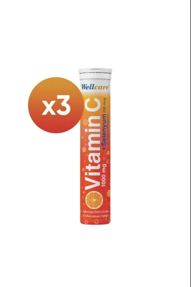 Wellcare Vitamin C 1000 mg + Selenyum 15 Efervesan Tablet 3 Adet - Resim 2