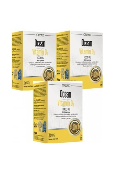 Ocean Vitamin D3 1000 IU Sprey 3 Adet - Resim 2
