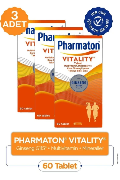 Pharmaton Vitality 60 Tablet 3 Adet ürün görseli