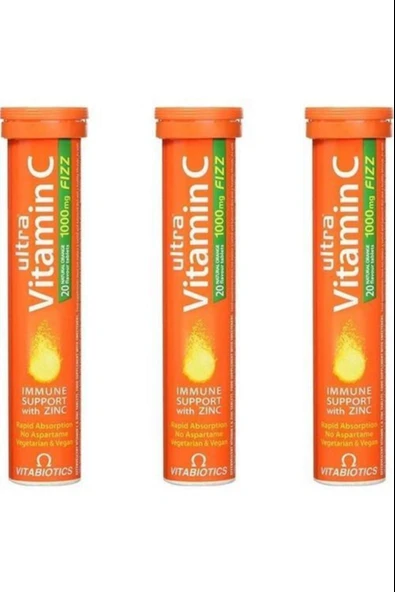 Vitabiotics Ultra Vitamin C 20 Efervesan Tablet 3 Adet ürün görseli