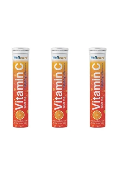 Wellcare Vitamin C 1000 mg + Selenyum 15 Efervesan Tablet 3 Adet ürün görseli