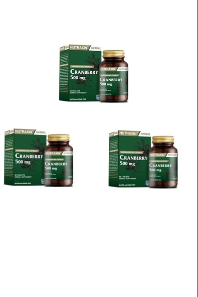 Nutraxin Cranberry 500 Mg 60 Tablet 3 Adet ürün görseli