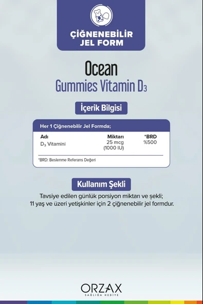 Ocean Gummies Vitamin D3 60 Çiğnenebilir Tablet 3 Adet - Resim 2