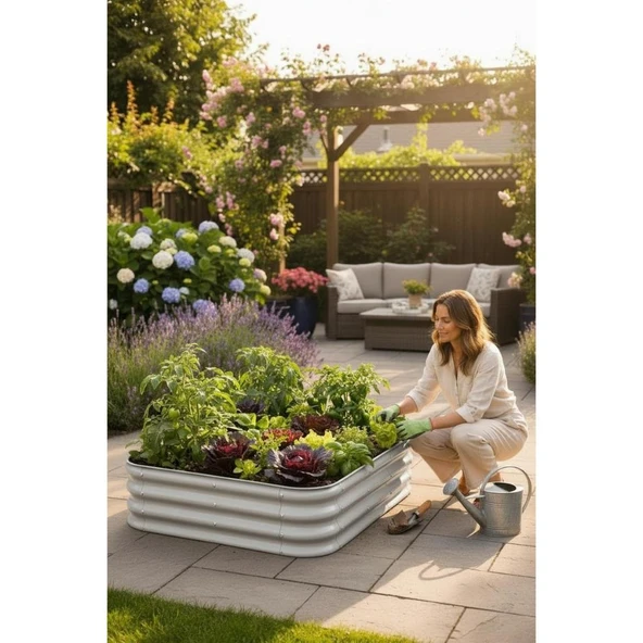 Modüler Yükseltilmiş Bahçe Yatağı Yükseltilmiş Sebze Yatağı No:5 (110X85) Gri ürün görseli