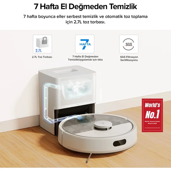 Q8 Plus Akıllı Robot Robot Süpürge - Beyaz - Resim 5