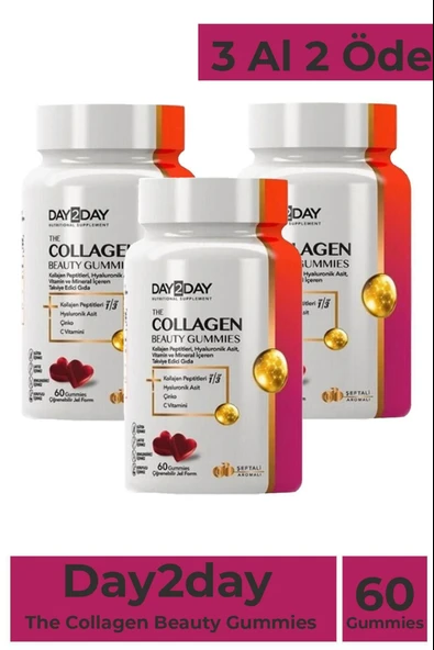 Day2Day The Collagen Beauty Gummies 60 Çiğnenebilir Jel Form 3 Adet ürün görseli