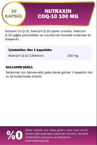 Nutraxin Coq-10 100mg 30 Kapsül 3 Adet - Resim 7