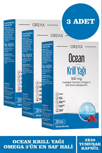 Ocean Krill Oil 500 Mg 30 Kapsül 3 Adet ürün görseli