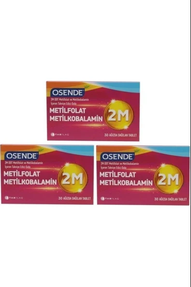Osende 2m Odt Metilfolat & Metilkobalamin 30 Ağızda Dağılan Tablet 3 Adet ürün görseli