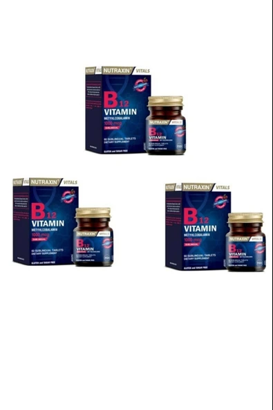 Nutraxin B12 Vitamin 1000mcg 60 Tablet 3 Adet ürün görseli
