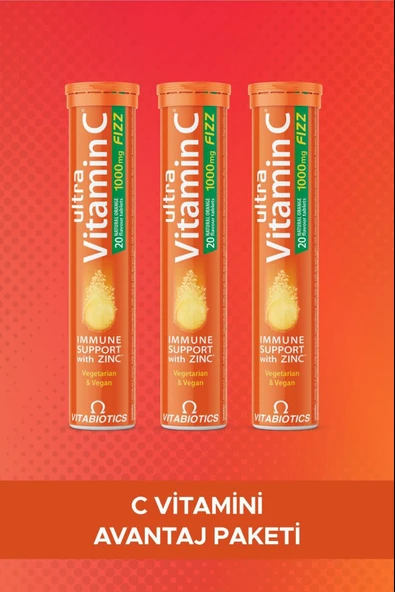 Vitabiotics Ultra Vitamin C 20 Efervesan Tablet 3 Adet ürün görseli
