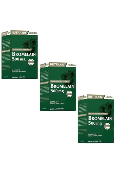 Nutraxin Bromelain 60 Kapsül 3 Adet ürün görseli