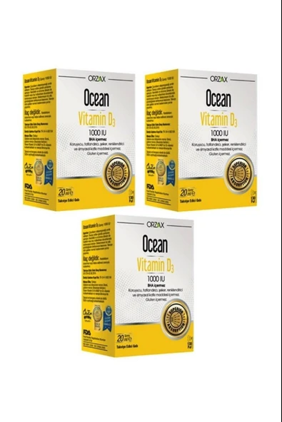 Ocean Vitamin D3 1000 IU Sprey 3 Adet ürün görseli