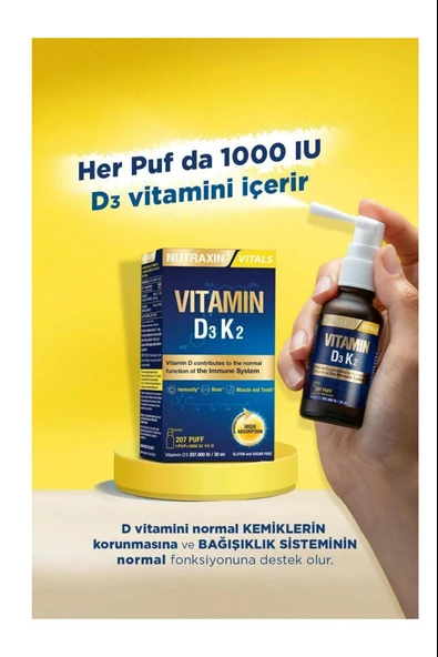 Nutraxin Vitamin D3K2 30 ml 3 Adet - Resim 2