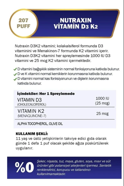 Nutraxin Vitamin D3K2 30 ml 3 Adet - Resim 3