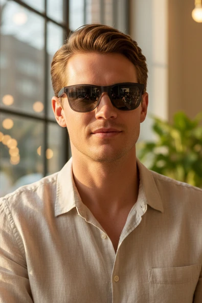 Daniel Klein DK3273-3 Şeffaf Siyah Kare Model Polarize Camlı Erkek Güneş Gözlüğü - Resim 2