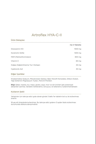 Nutraxin Artroflex Hya C-II 90 Tablet 3 Adet - Resim 2