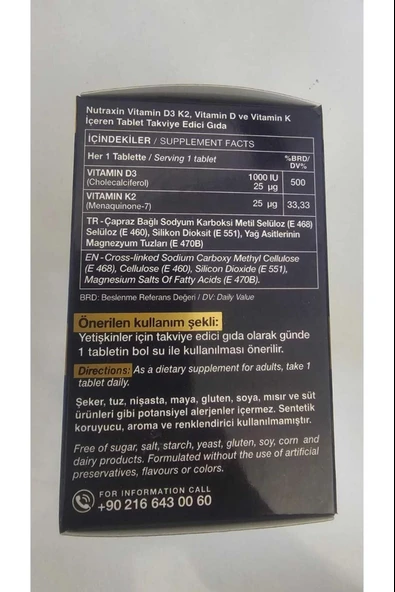 Nutraxin D3K2 120 Tablet 3 Adet - Resim 3