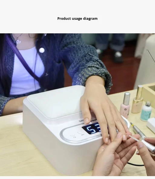 T9 Deri Yüzeyli Manikür Tırnak Kurutucu UV Led Lamba Protez Tırnak Lambası Beyaz 48W - Resim 5