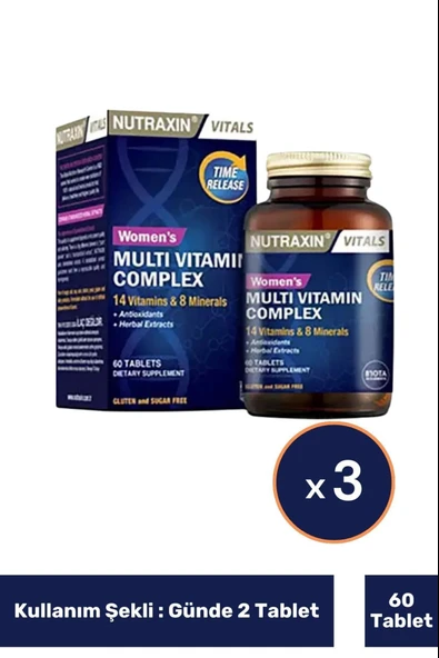 Nutraxin Womens Multivitamin Mineral Complex 60 Tablet 3 Adet ürün görseli