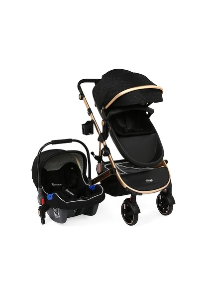 Yoyko Capsule Egg Travel Sistem Bebek Arabası Siyah Rose - Resim 2