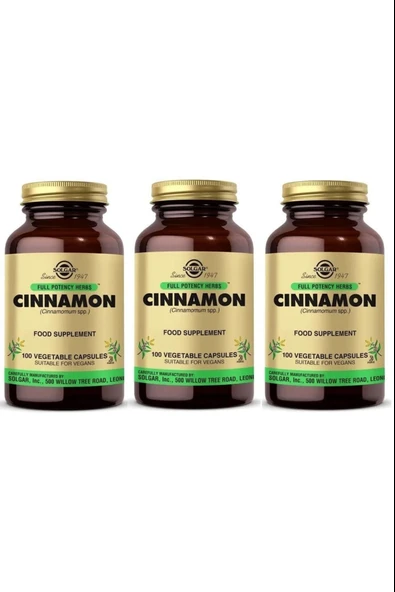 Solgar Cinnamon 100 Kapsül 3 Adet ürün görseli