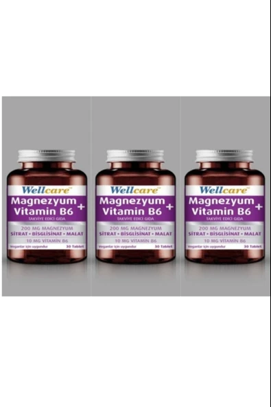 Wellcare Magnezyum + Vitamin B6 30 Tablet 3 Adet ürün görseli