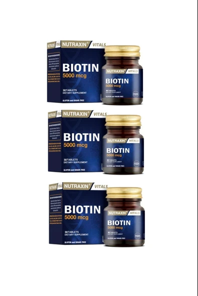 Nutraxin Biotin 5000 Mcg 30 Tablet 3 Adet ürün görseli