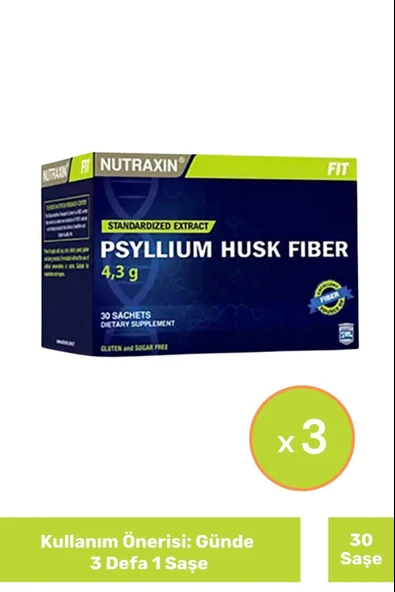 Nutraxin Psyllium Husk Fiber 4 g x 30 Saşe 3 Adet ürün görseli